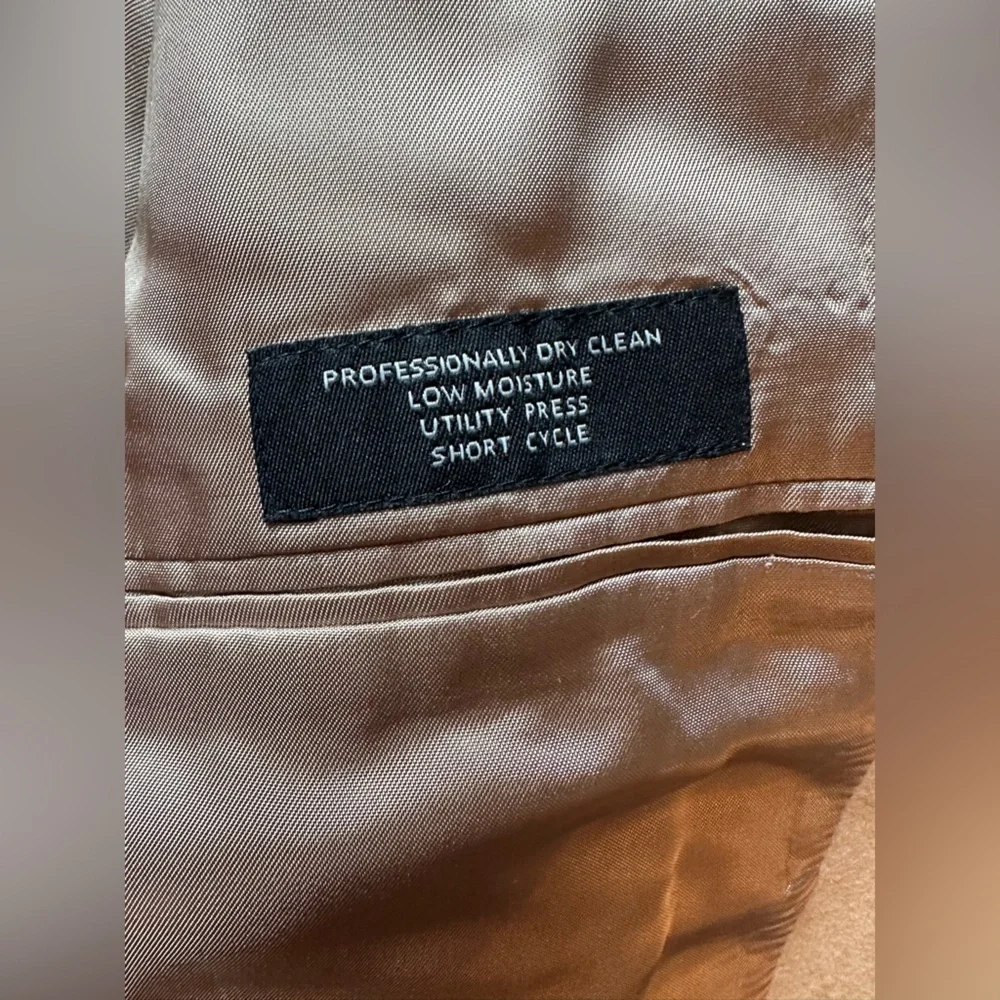 VTG Jos A Bank Camel Hair Coat Mens 43R Tan Wool Overcoat Classic Flawed
